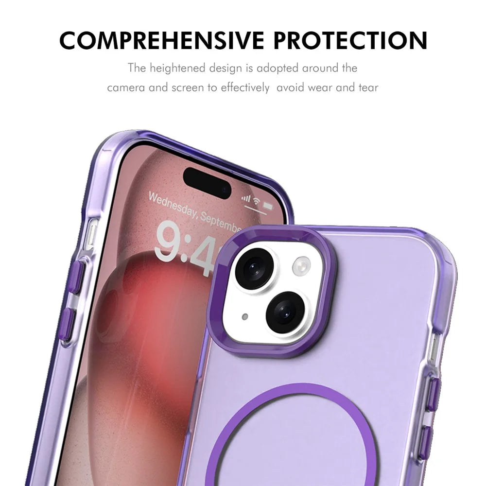 ENKAY HAT PRINCE For iPhone 14 Plus Case with 9H Tempered Glass PC Magnetic Phone Cover + Aluminium Alloy Camera Lens Protector Compatible with MagSafe - Purple - 4