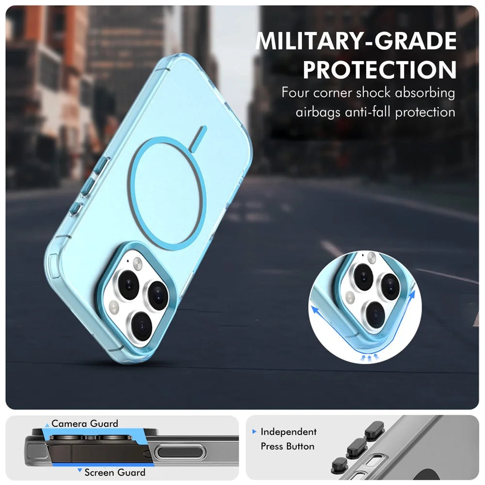 ENKAY HAT PRINCE For iPhone 14 Pro Max Case with 9H Tempered Glass PC Magnetic Phone Cover + Aluminium Alloy Camera Lens Protector Compatible with MagSafe - Blue - 5