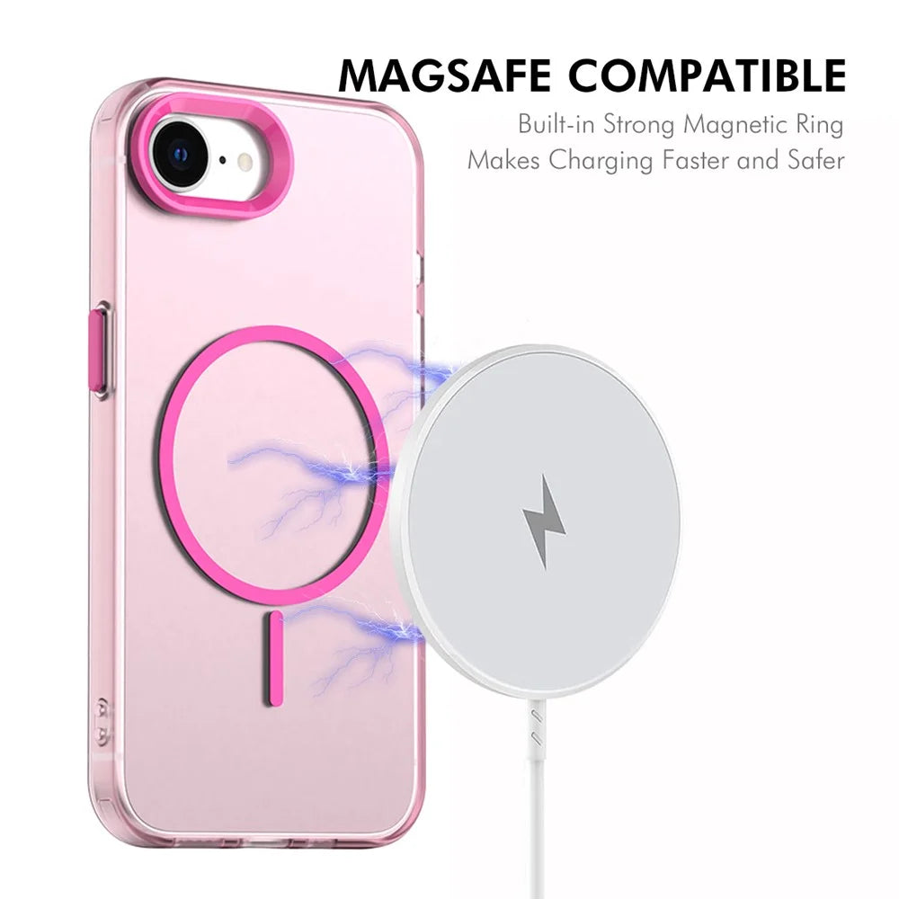 ENKAY HAT PRINCE For iPhone 17e / 16e Case with 9H Tempered Glass PC Magnetic Phone Cover + Aluminium Alloy Camera Lens Protector Compatible with MagSafe - Rose - 3