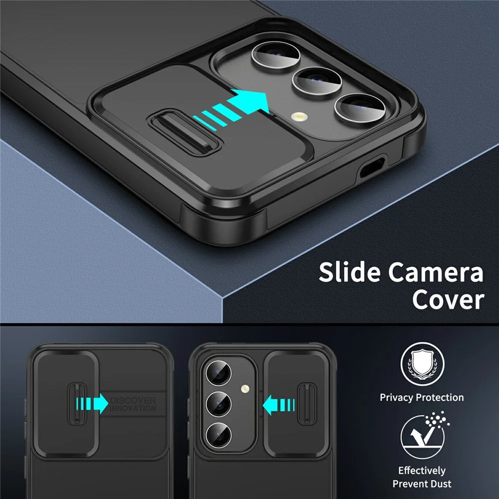 For Samsung Galaxy A57 5G Case PC + TPU Phone Cover with Slide Camera Guard - Black - 3