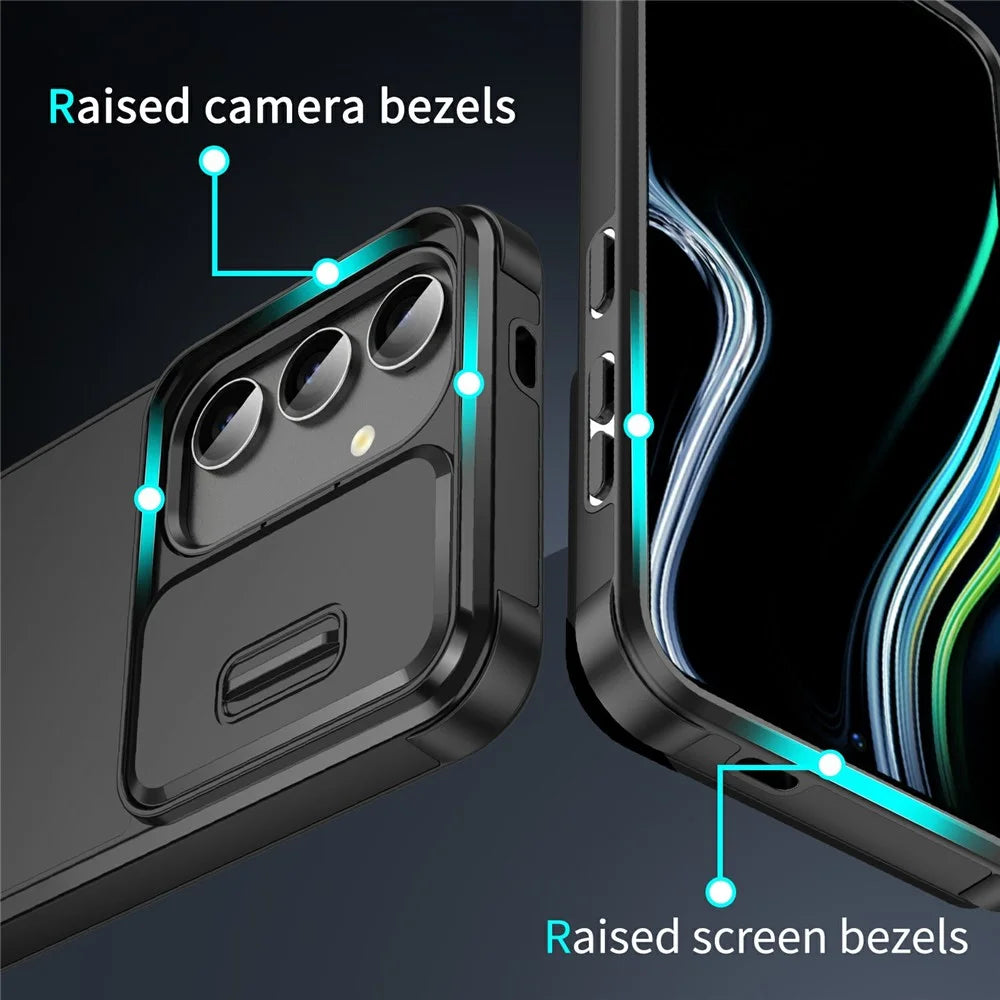 For Samsung Galaxy A57 5G Case PC + TPU Phone Cover with Slide Camera Guard - Black - 5