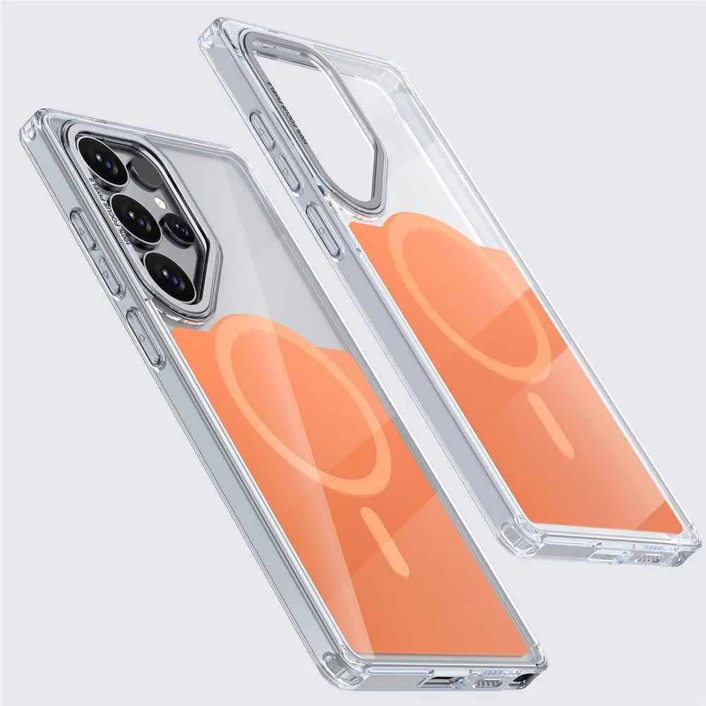 For Samsung Galaxy S25 Ultra Magnetic Case TPU Acrylic Phone Back Cover - Orange - 5