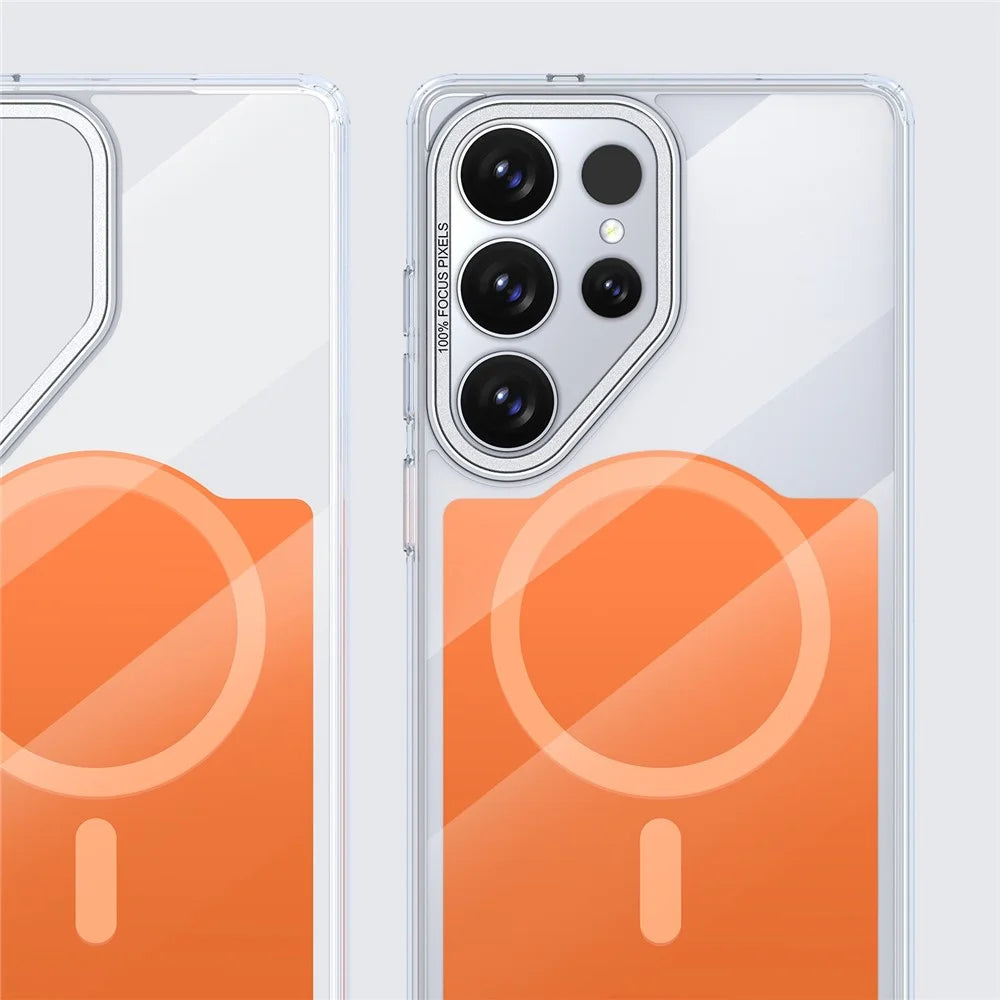 For Samsung Galaxy S25 Ultra Magnetic Case TPU Acrylic Phone Back Cover - Orange - 7