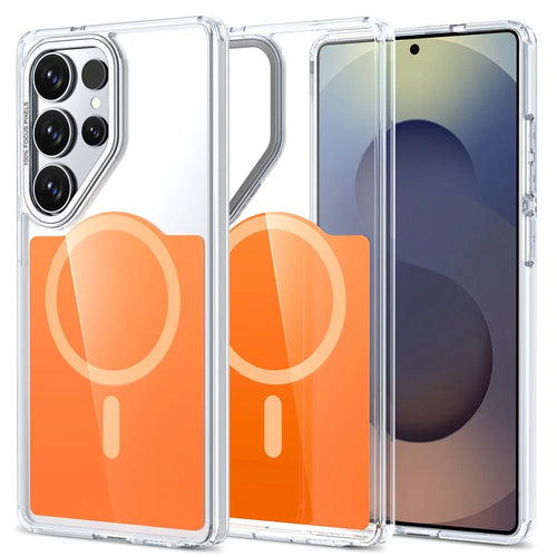 For Samsung Galaxy S26 Ultra Magnetic Case TPU Acrylic Phone Back Cover - Orange - 1