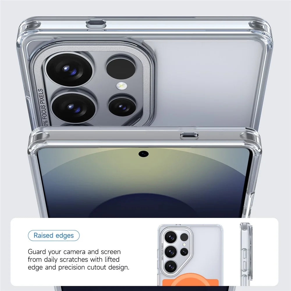For Samsung Galaxy S26 Ultra Magnetic Case TPU Acrylic Phone Back Cover - Orange - 4