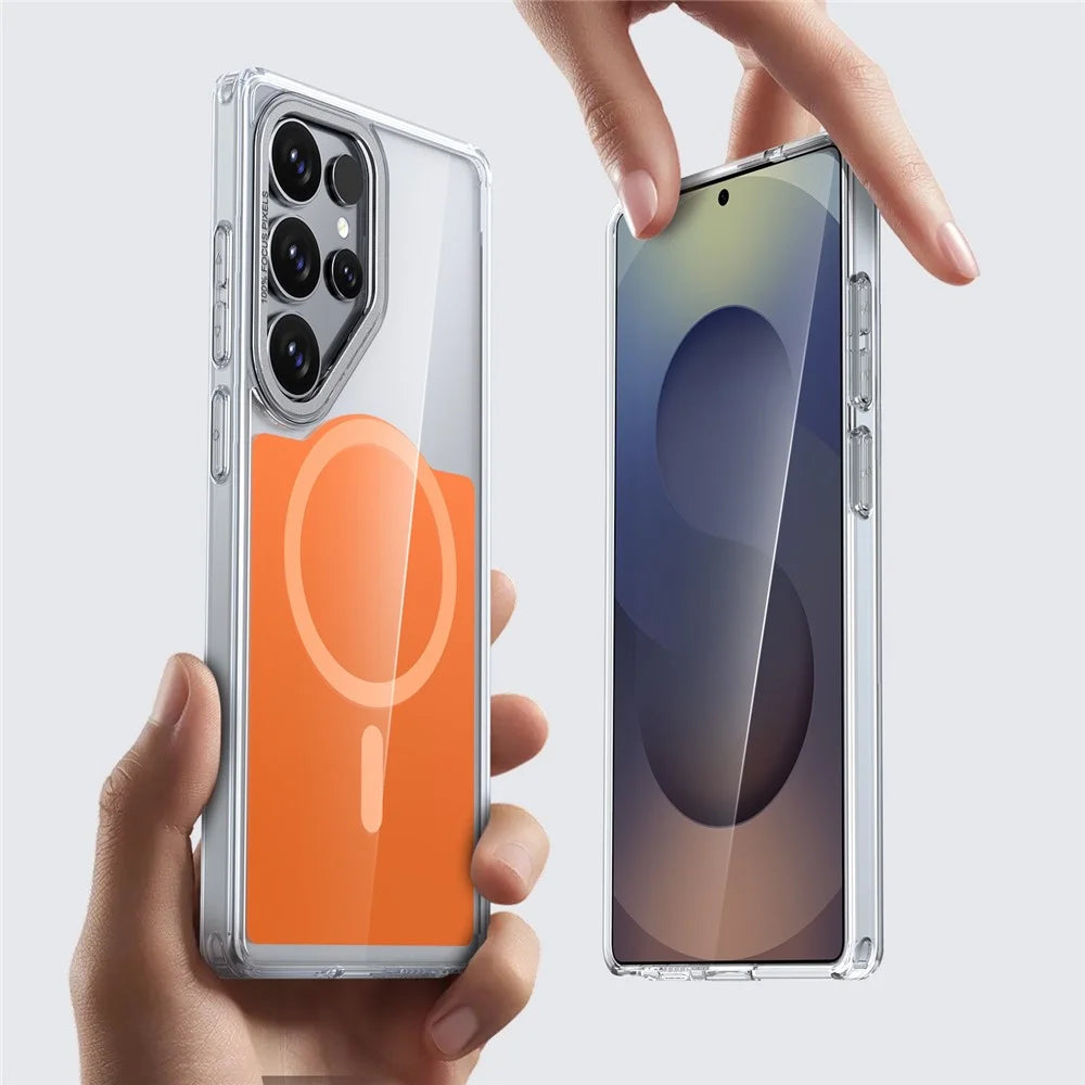 For Samsung Galaxy S26 Ultra Magnetic Case TPU Acrylic Phone Back Cover - Orange - 6