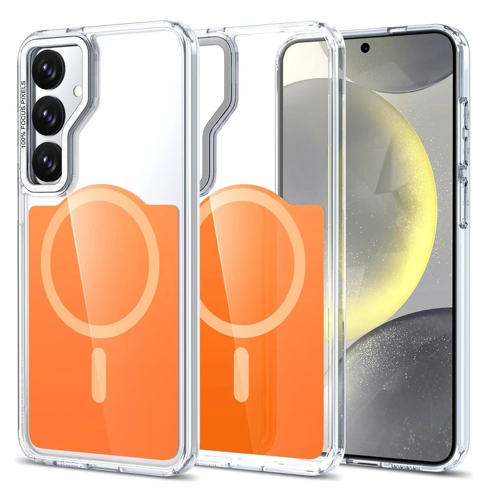 For Samsung Galaxy S26 Magnetic Case TPU Acrylic Phone Back Cover - Orange - 1