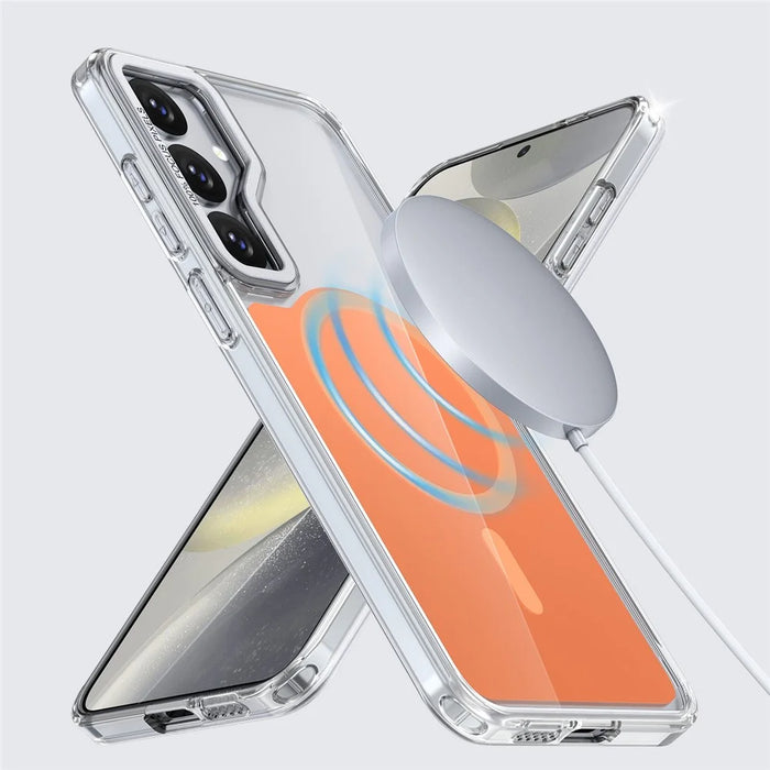 For Samsung Galaxy S25+ Magnetic Case TPU Acrylic Phone Back Cover - Orange - 2