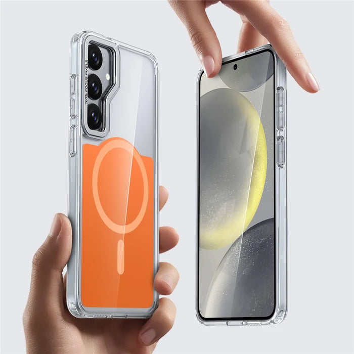 For Samsung Galaxy S25+ Magnetic Case TPU Acrylic Phone Back Cover - Orange - 5