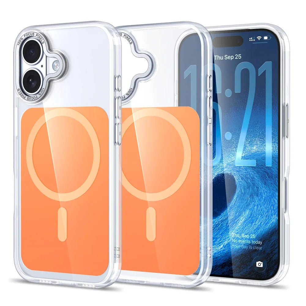For iPhone 17 Case Compatible with MagSafe TPU Acrylic Phone Back Cover - Orange - 1