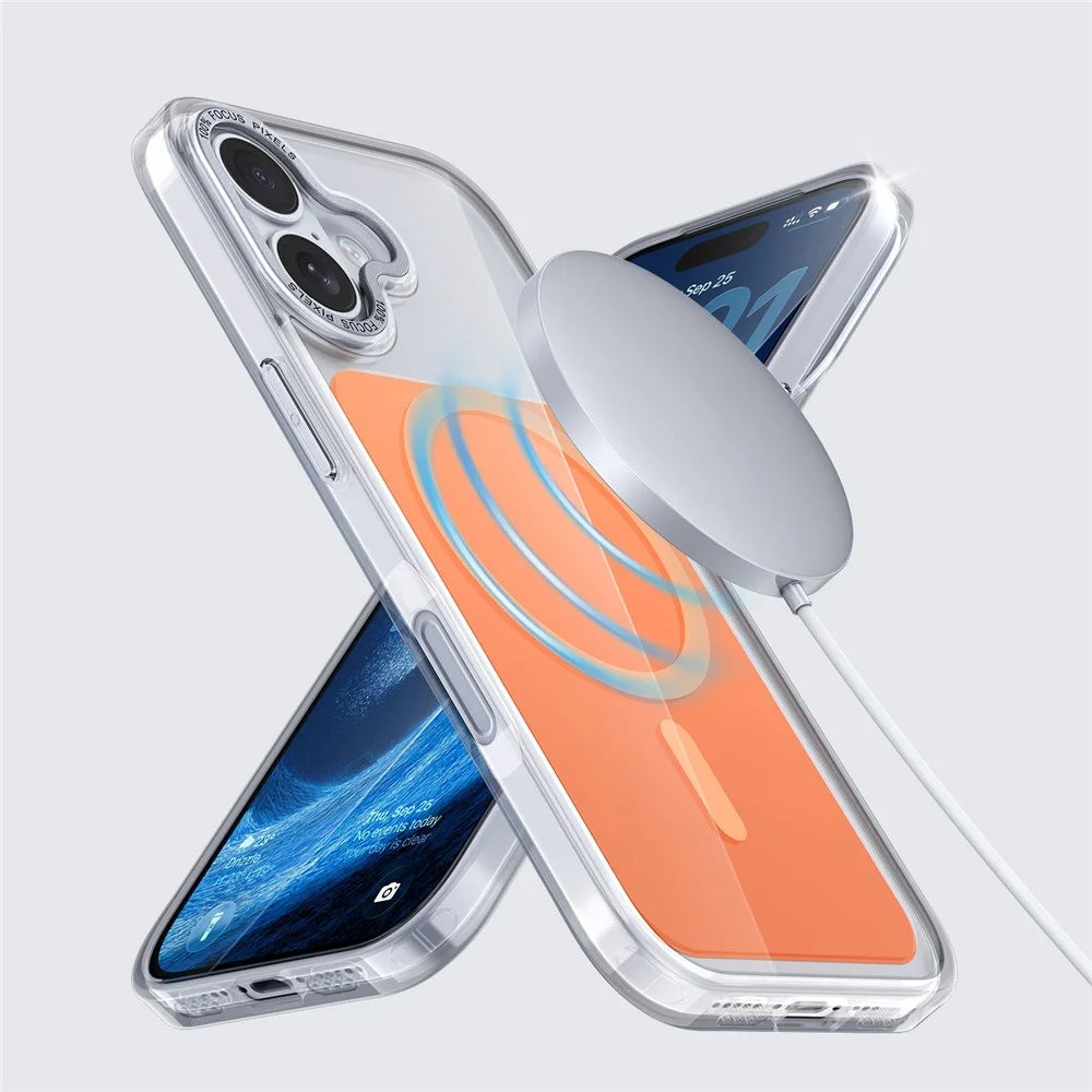 For iPhone 17 Case Compatible with MagSafe TPU Acrylic Phone Back Cover - Orange - 2