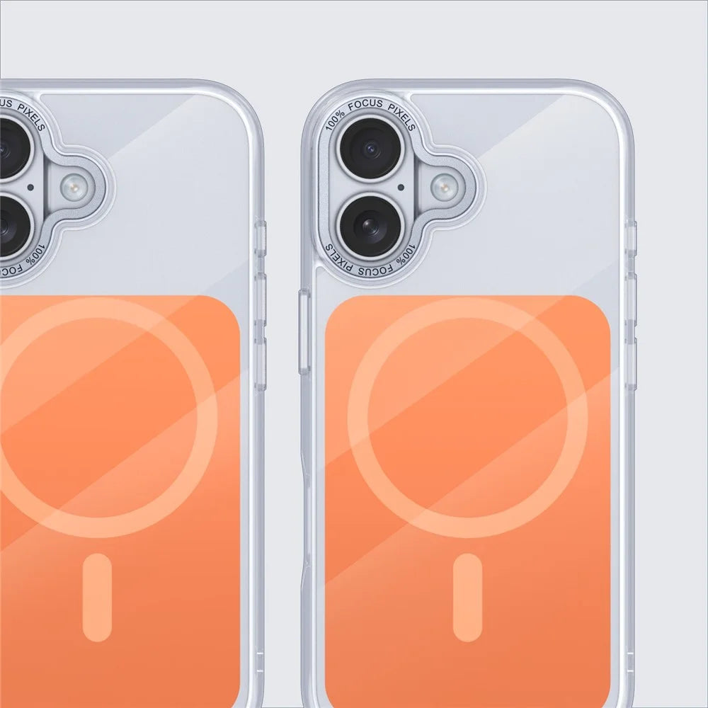 For iPhone 17 Case Compatible with MagSafe TPU Acrylic Phone Back Cover - Orange - 7