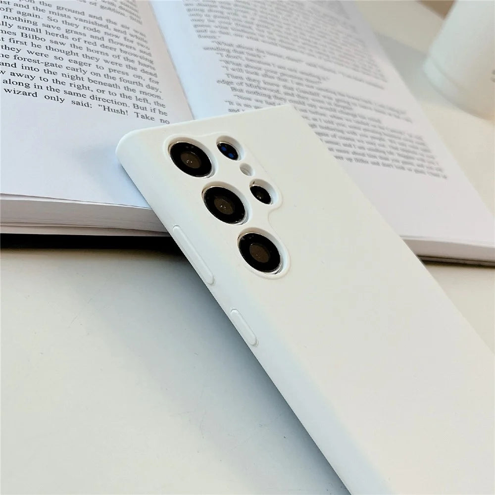 For Samsung Galaxy S26 Ultra Cell Phone Case Liquid Silicone Dropproof Cover - White - 6