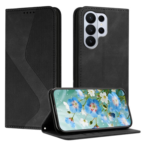 For Samsung Galaxy S26 Ultra Phone Cover Skin-touch Feel Leather Wallet Case with Stand - Black - 1