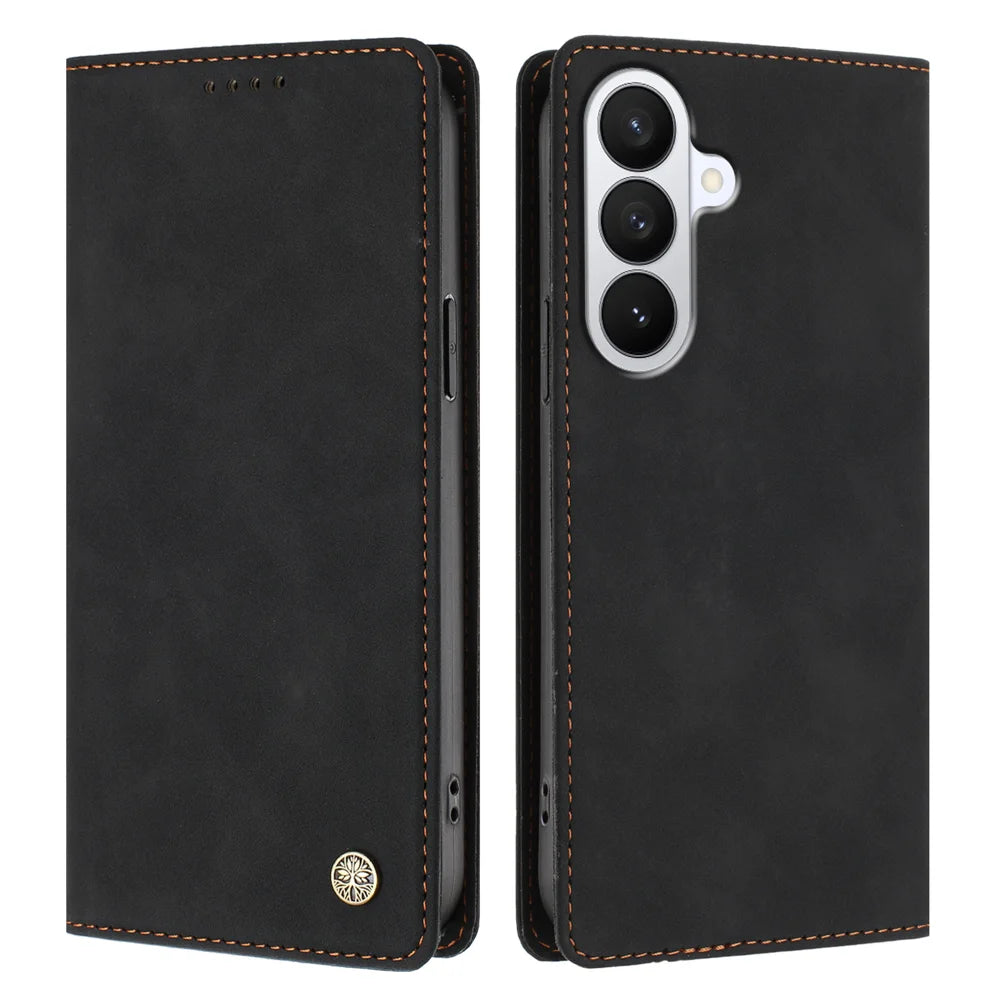 For Samsung Galaxy S26+ Case HX RFID Blocking Wallet Stand Leather Flip Phone Cover - Black - 1