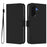 For Samsung Galaxy A37 5G / A36 5G / A56 5G Case Solid Color Wallet Leather Phone Cover with Strap - Black - 1