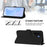 For Samsung Galaxy A57 5G Case Solid Color Wallet Leather Phone Cover with Strap - Black - 3