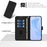 For Samsung Galaxy A57 5G Case Solid Color Wallet Leather Phone Cover with Strap - Black - 7