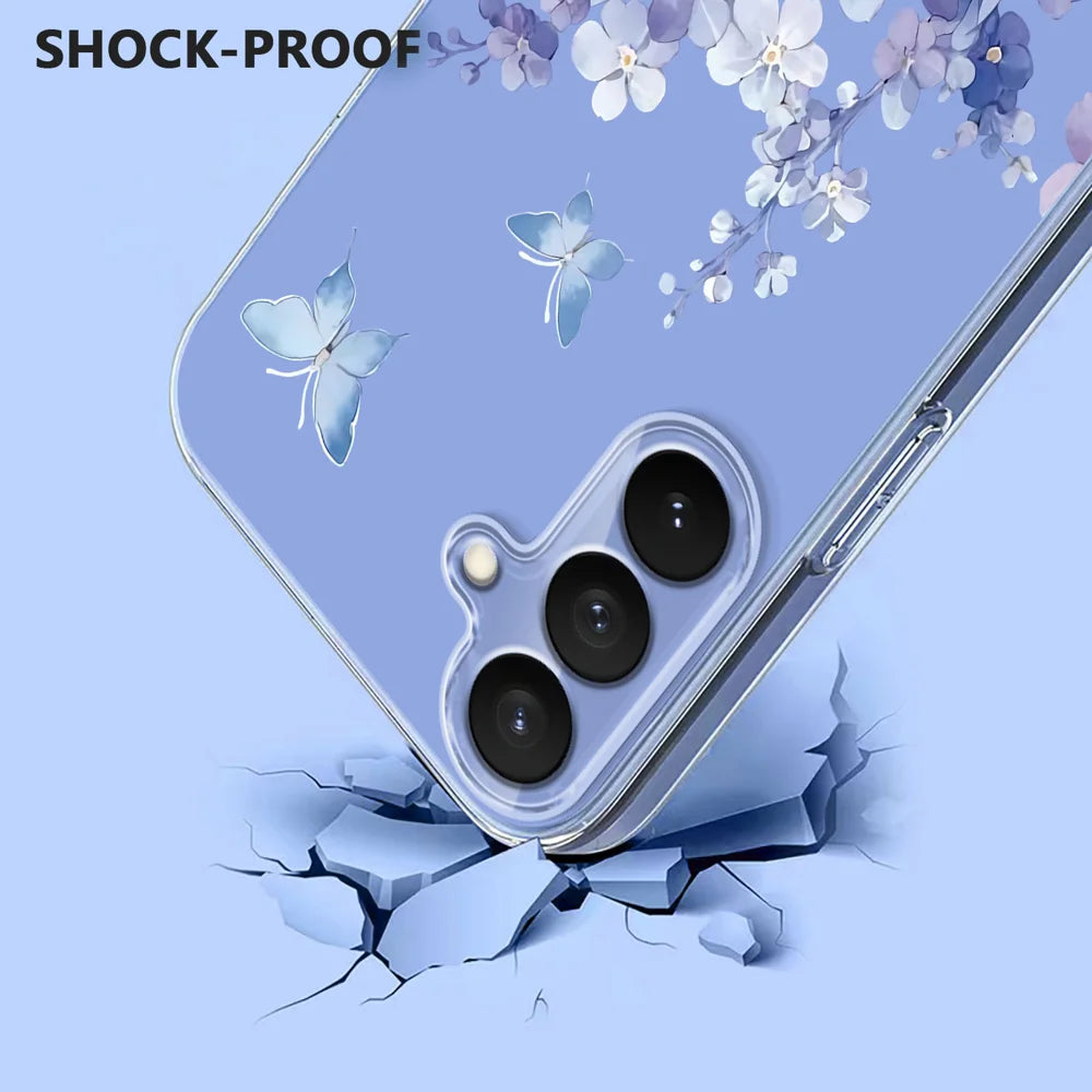 For Samsung Galaxy S26+ Case Butterfly Floral Pattern Printing TPU Phone Back Cover - Violets - 3
