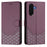 For Samsung Galaxy A57 5G Case Imprinted Honeycomb RFID Blocking Leather Phone Cover with Strap - Dark Purple - 1