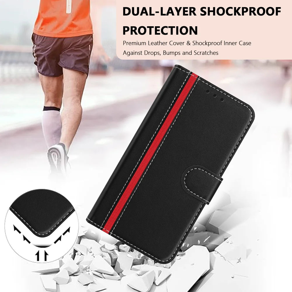 For Samsung Galaxy S26+ Phone Cases Wallet Stand Color Splicing Leather Cover with Magnetic Clasp - Black - 3