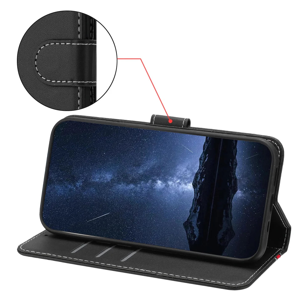For Samsung Galaxy S26+ Phone Cases Wallet Stand Color Splicing Leather Cover with Magnetic Clasp - Black - 5