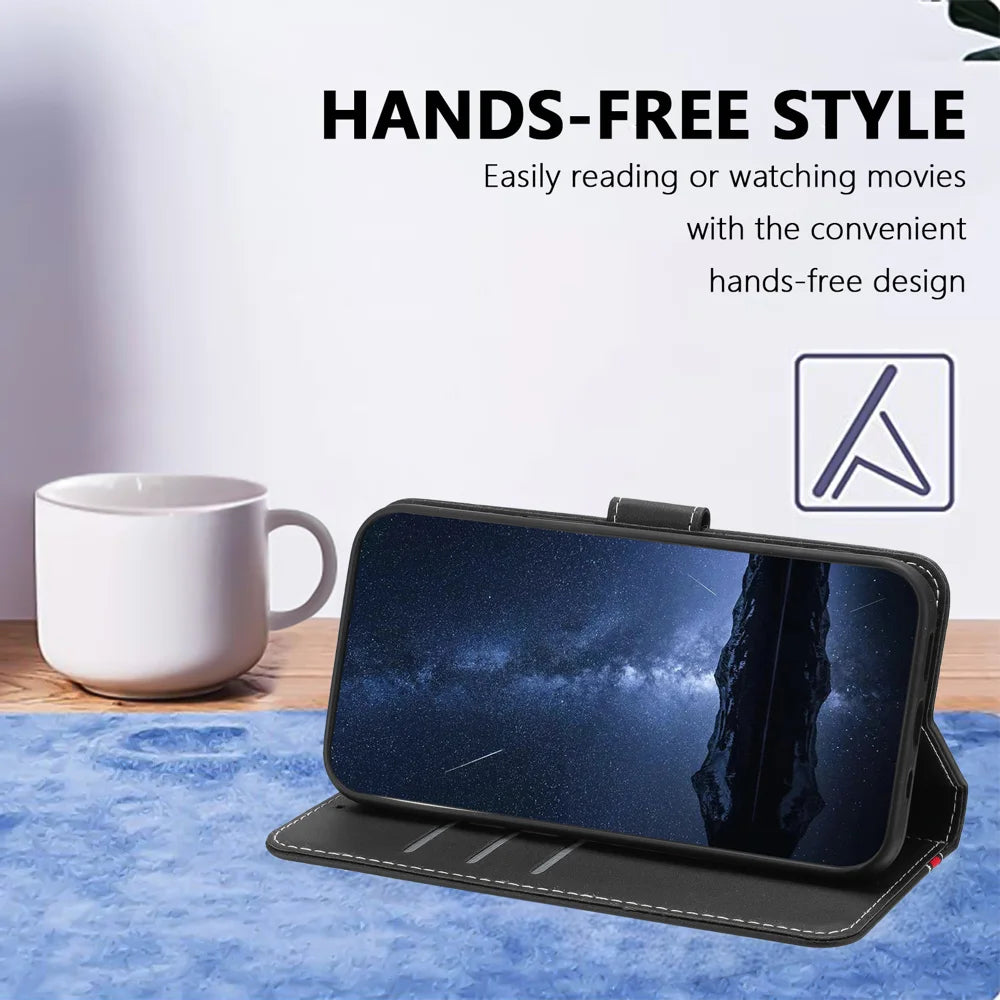 For Samsung Galaxy S26 Phone Cases Wallet Stand Color Splicing Leather Cover with Magnetic Clasp - Black - 4