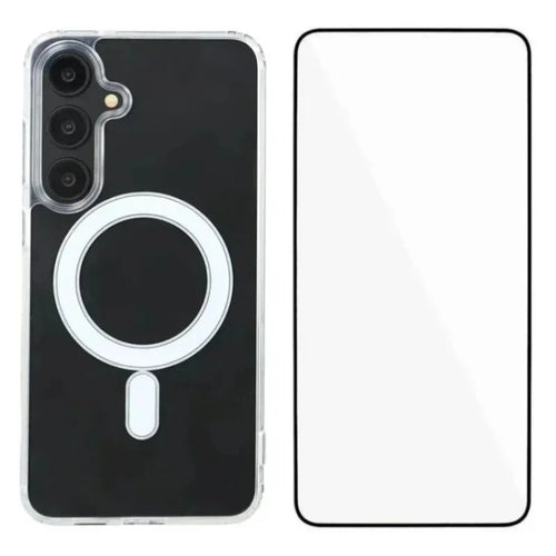WANLONFENG For Samsung Galaxy A57 5G Magnetic Case  LM Series Phone Cover with Screen Film (Big Lens Hole) - Transparent - 1