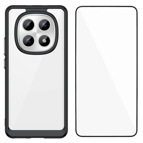 WANLONFENG For Xiaomi Redmi Note 15 Pro 4G (Global) Phone Case  XC Series TPU Acrylic Cover with Tempered Glass (Big Lens Hole) - Black - 1