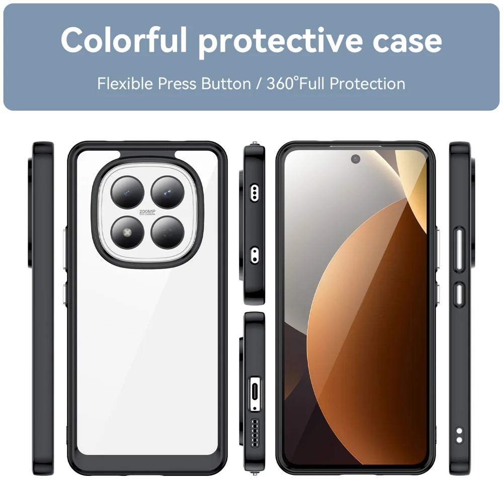WANLONFENG For Xiaomi Redmi Note 15 Pro 4G (Global) Phone Case  XC Series TPU Acrylic Cover with Tempered Glass (Big Lens Hole) - Black - 3