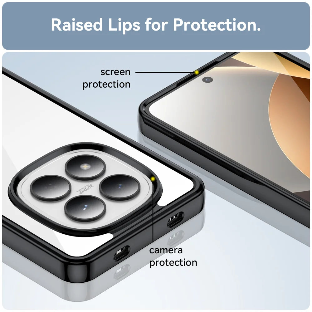 WANLONFENG For Xiaomi Redmi Note 15 Pro 4G (Global) Phone Case  XC Series TPU Acrylic Cover with Tempered Glass (Big Lens Hole) - Black - 7