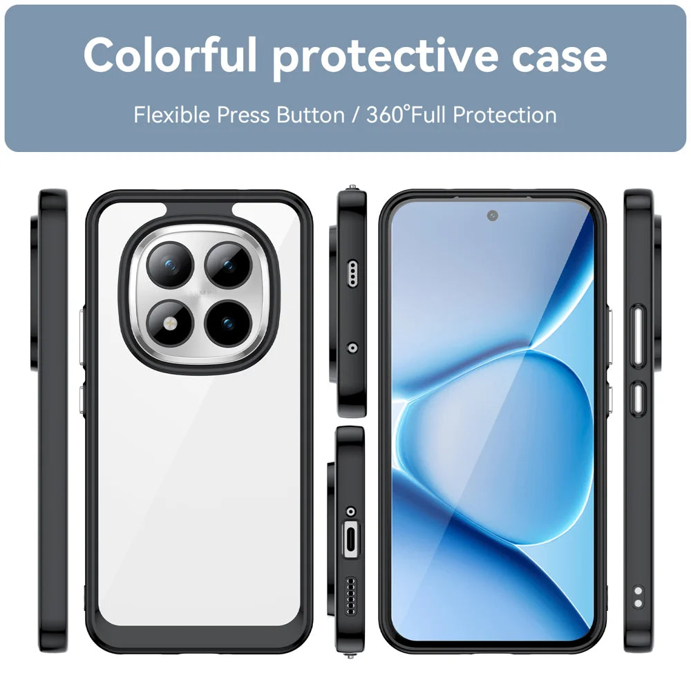 WANLONFENG For Xiaomi Redmi Note 15 Pro 5G (Global) Phone Case  XC Series TPU Acrylic Cover with Tempered Glass (Big Lens Hole) - Black - 3