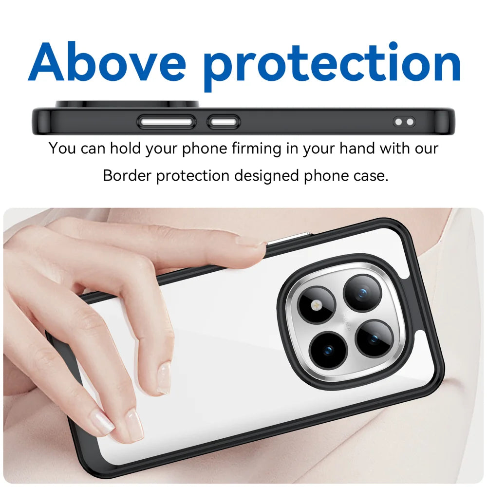 WANLONFENG For Xiaomi Redmi Note 15 Pro 5G (Global) Phone Case  XC Series TPU Acrylic Cover with Tempered Glass (Big Lens Hole) - Black - 5