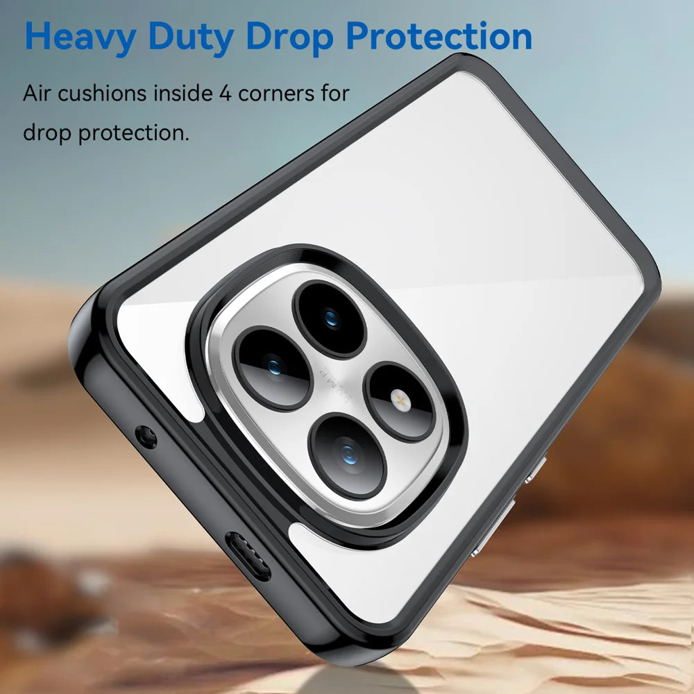 WANLONFENG For Xiaomi Redmi Note 15 Pro+ 5G (Global) / Xiaomi Poco M8 Pro 5G Phone Case  XC Series TPU Acrylic Cover with Tempered Glass (Big Lens Hole) - Black - 4