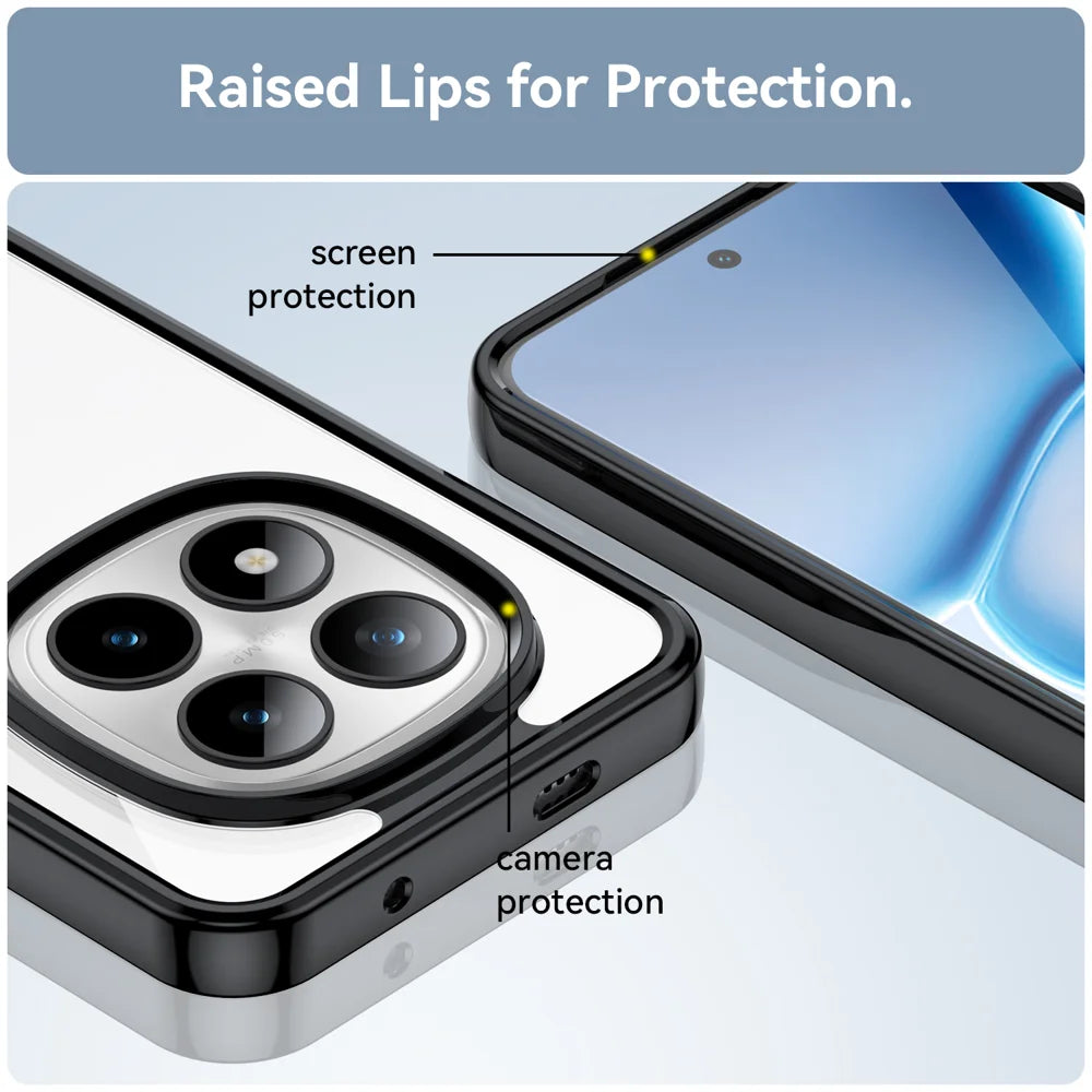 WANLONFENG For Xiaomi Redmi Note 15 Pro+ 5G (Global) / Xiaomi Poco M8 Pro 5G Phone Case  XC Series TPU Acrylic Cover with Tempered Glass (Big Lens Hole) - Black - 7
