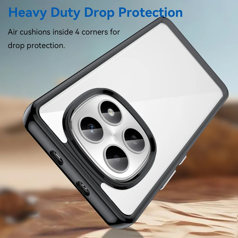 WANLONFENG For Xiaomi Redmi Note 15 5G (Global) / Xiaomi Poco M8 5G Phone Case  XC Series TPU Acrylic Cover with Tempered Glass (Big Lens Hole) - Black - 4