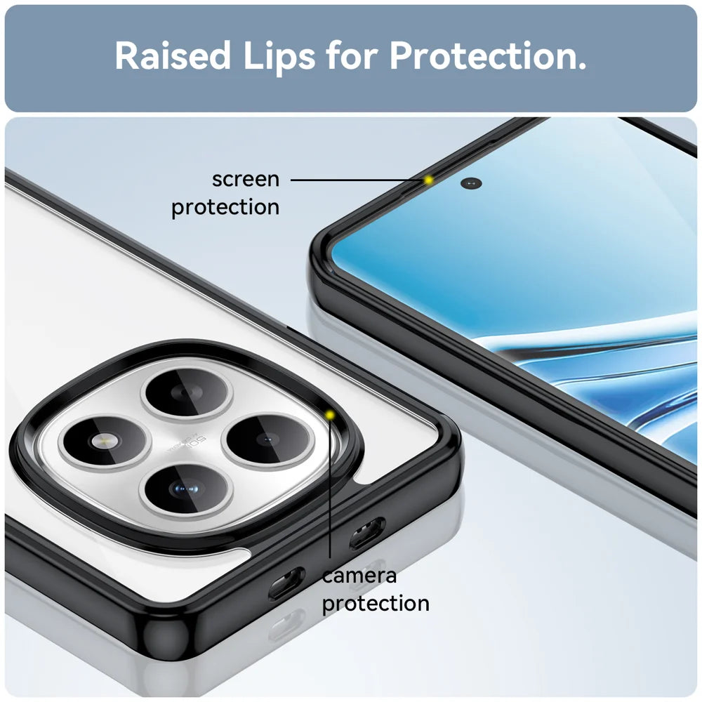WANLONFENG For Xiaomi Redmi Note 15 5G (Global) / Xiaomi Poco M8 5G Phone Case  XC Series TPU Acrylic Cover with Tempered Glass (Big Lens Hole) - Black - 7