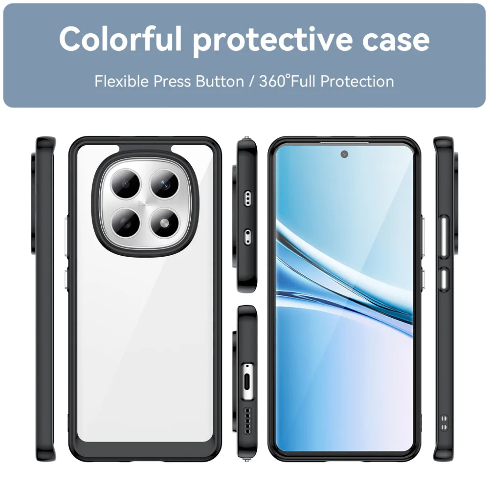 WANLONFENG For Xiaomi Redmi Note 15 4G (Global) Phone Case  XC Series TPU Acrylic Cover with Tempered Glass (Big Lens Hole) - Black - 3