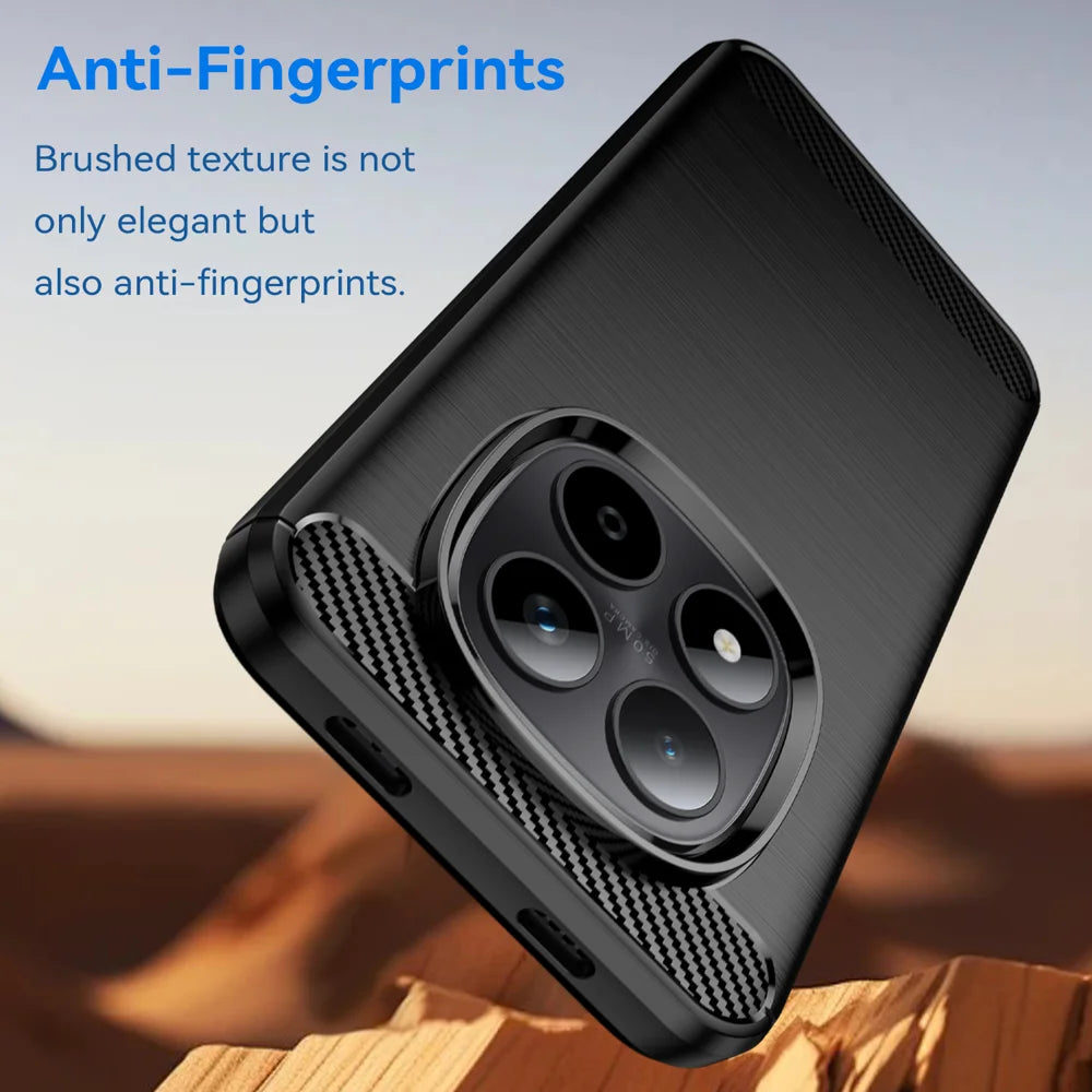 WANLONFENG For Xiaomi Redmi Note 15 Pro 5G (Global) Case with Screen Film  LS Series Big Lens Hole Brushed Texture TPU Phone Cover - Black - 4