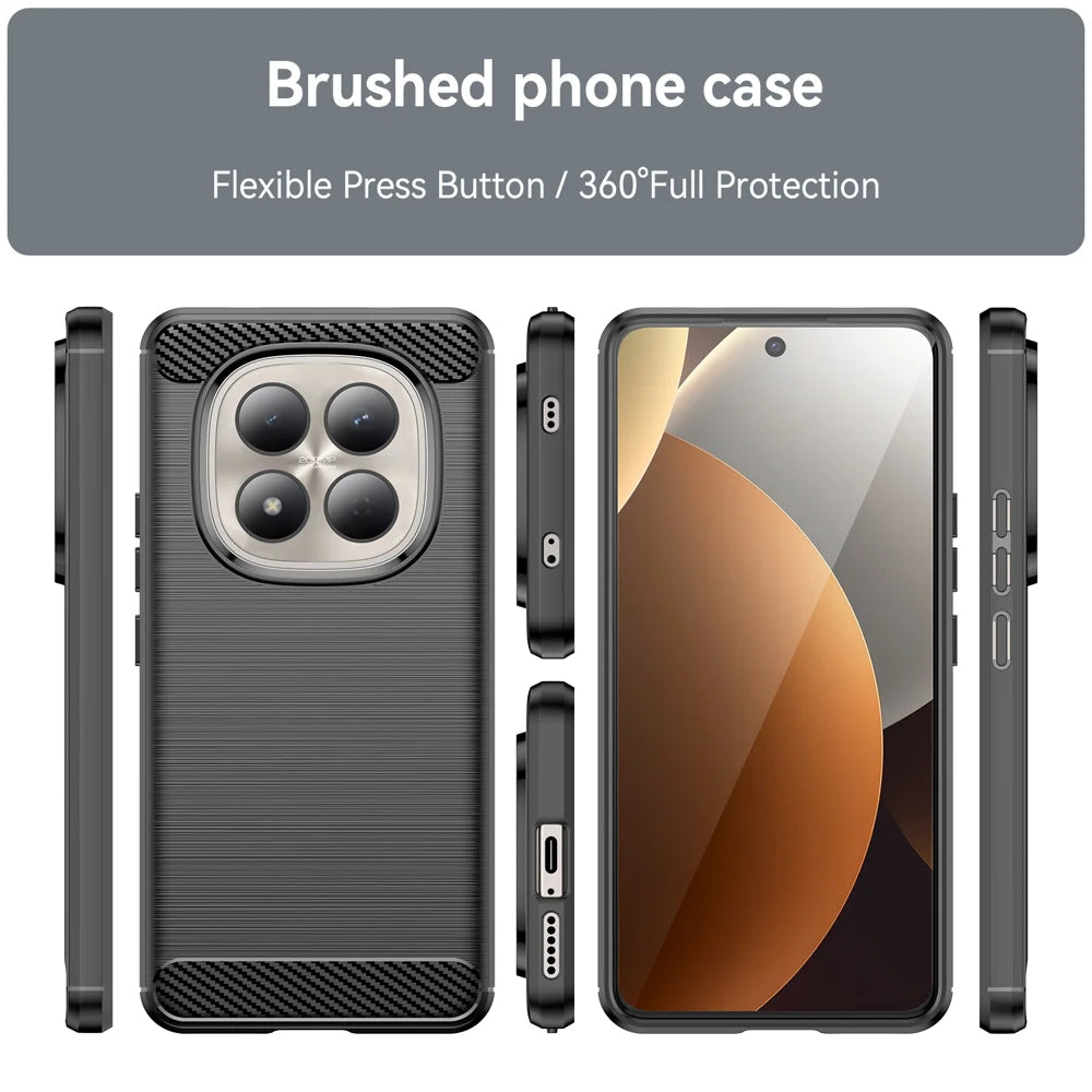 WANLONFENG For Xiaomi Redmi Note 15 Pro 4G (Global) Case with Screen Film  LS Series Big Lens Hole Brushed Texture TPU Phone Cover - Black - 3