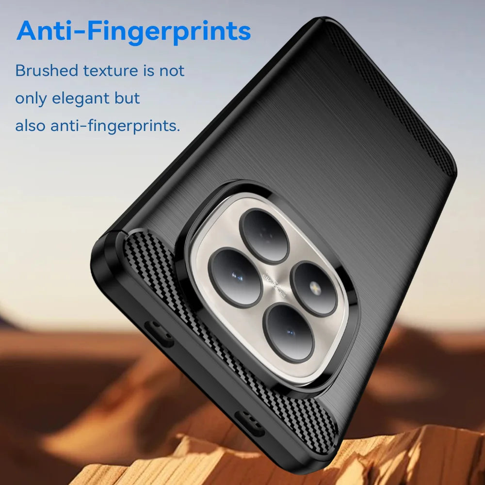 WANLONFENG For Xiaomi Redmi Note 15 Pro 4G (Global) Case with Screen Film  LS Series Big Lens Hole Brushed Texture TPU Phone Cover - Black - 4