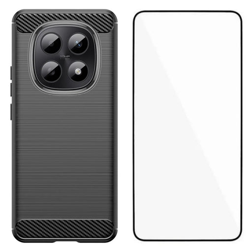 WANLONFENG For Xiaomi Poco M8 Pro 5G / Xiaomi Redmi Note 15 Pro+ 5G (Global) Case with Screen Film  LS Series Big Lens Hole Brushed Texture TPU Phone Cover - Black - 1
