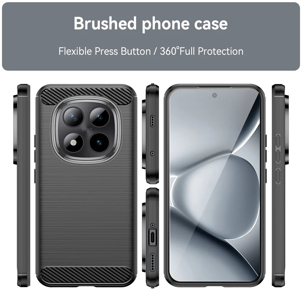 WANLONFENG For Xiaomi Poco M8 Pro 5G / Xiaomi Redmi Note 15 Pro+ 5G (Global) Case with Screen Film  LS Series Big Lens Hole Brushed Texture TPU Phone Cover - Black - 3