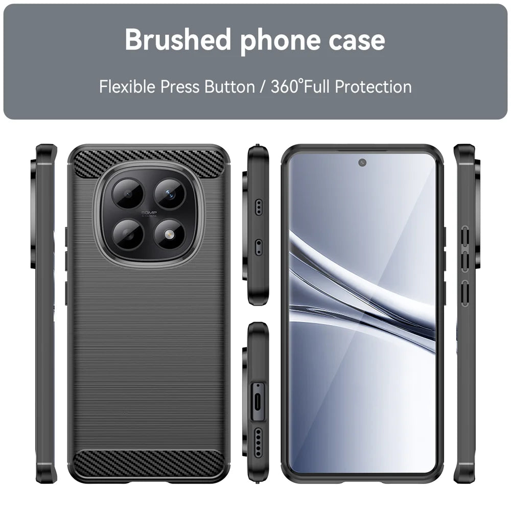 WANLONFENG For Xiaomi Poco M8 5G / Xiaomi Redmi Note 15 5G (Global) Case with Screen Film  LS Series Big Lens Hole Brushed Texture TPU Phone Cover - Black - 3