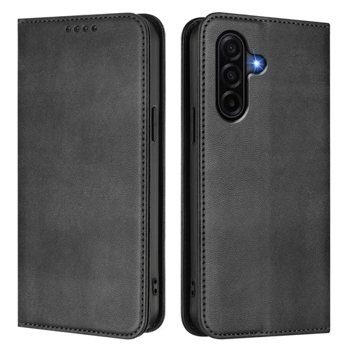 For Samsung Galaxy A57 5G Wallet Cases Retro Texture RFID Blocking Leather Phone Cover - Black - 1