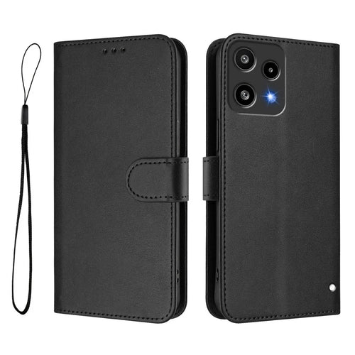 For Nothing Phone (3a) Lite 5G Wallet Case RFID Blocking Calf Texture Leather Stand Phone Cover with Strap - Black - 1