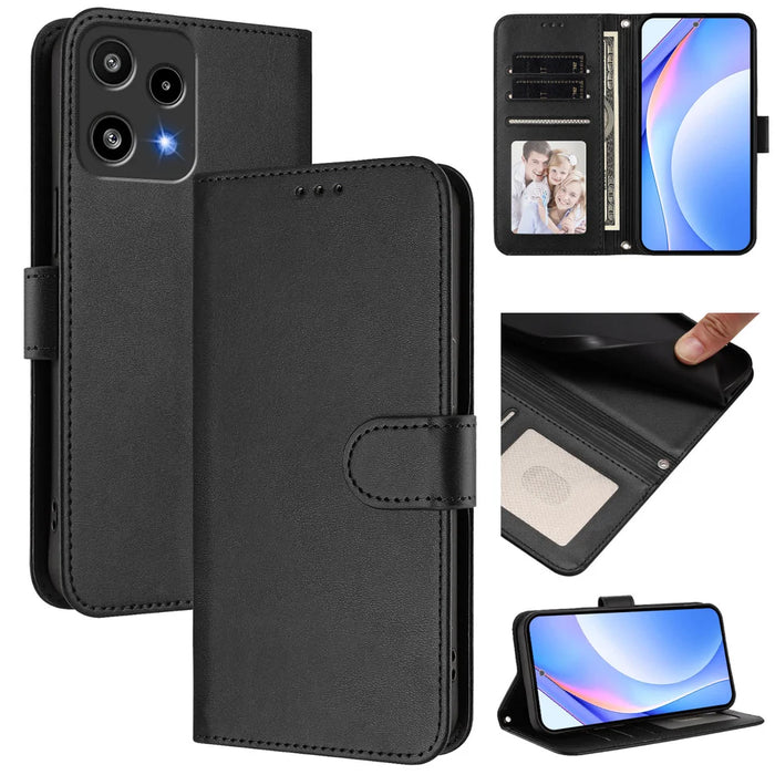 For Nothing Phone (3a) Lite 5G Wallet Case RFID Blocking Calf Texture Leather Stand Phone Cover with Strap - Black - 2