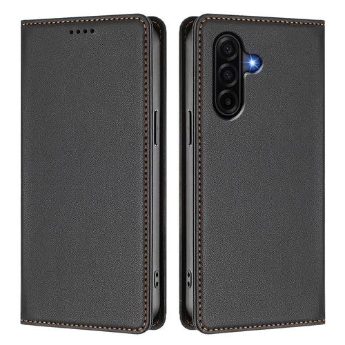 For Samsung Galaxy A57 5G Leather Wallet Case Magnetic Closure RFID Blocking Phone Cover - Black - 1