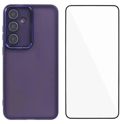 WANLONFENG For Samsung Galaxy S26 TPU Case  DKSM Series Electroplated Frame Back Cover with Tempered Glass - Purple - 1