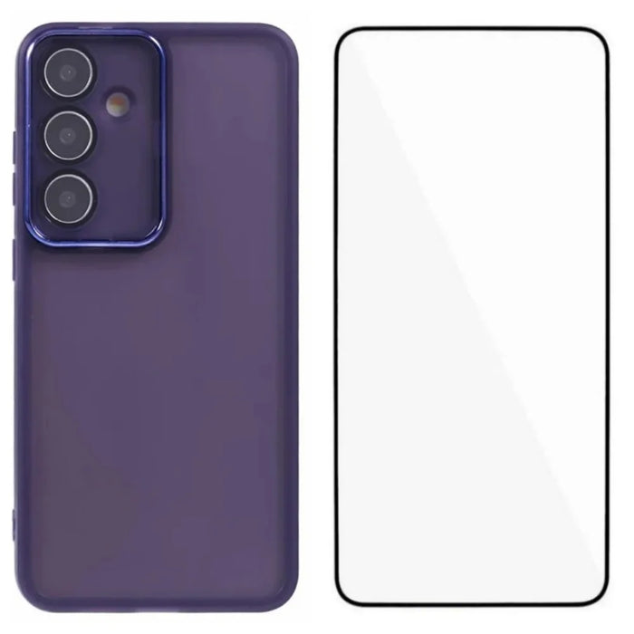 WANLONFENG For Samsung Galaxy S26+ TPU Case  DKSM Series Electroplated Frame Back Cover with Tempered Glass - Purple - 1